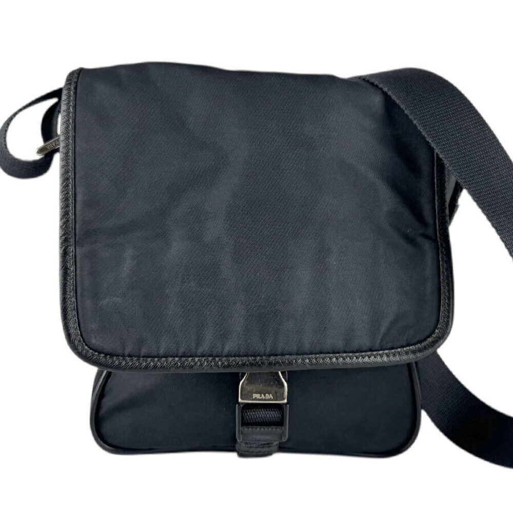 Prada Tessuto Saffiano Leather Shoulder Bag Black